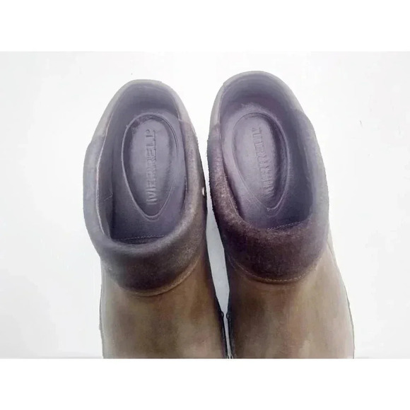 Merrell Womens Luxe Wrap Clog Mule Shoes Brown Black Leather Slip On Studded 9 - Picture 5 of 9